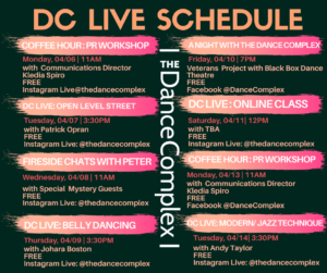 New DC LIVE Schedule of classes, workshops, performances and discussions!